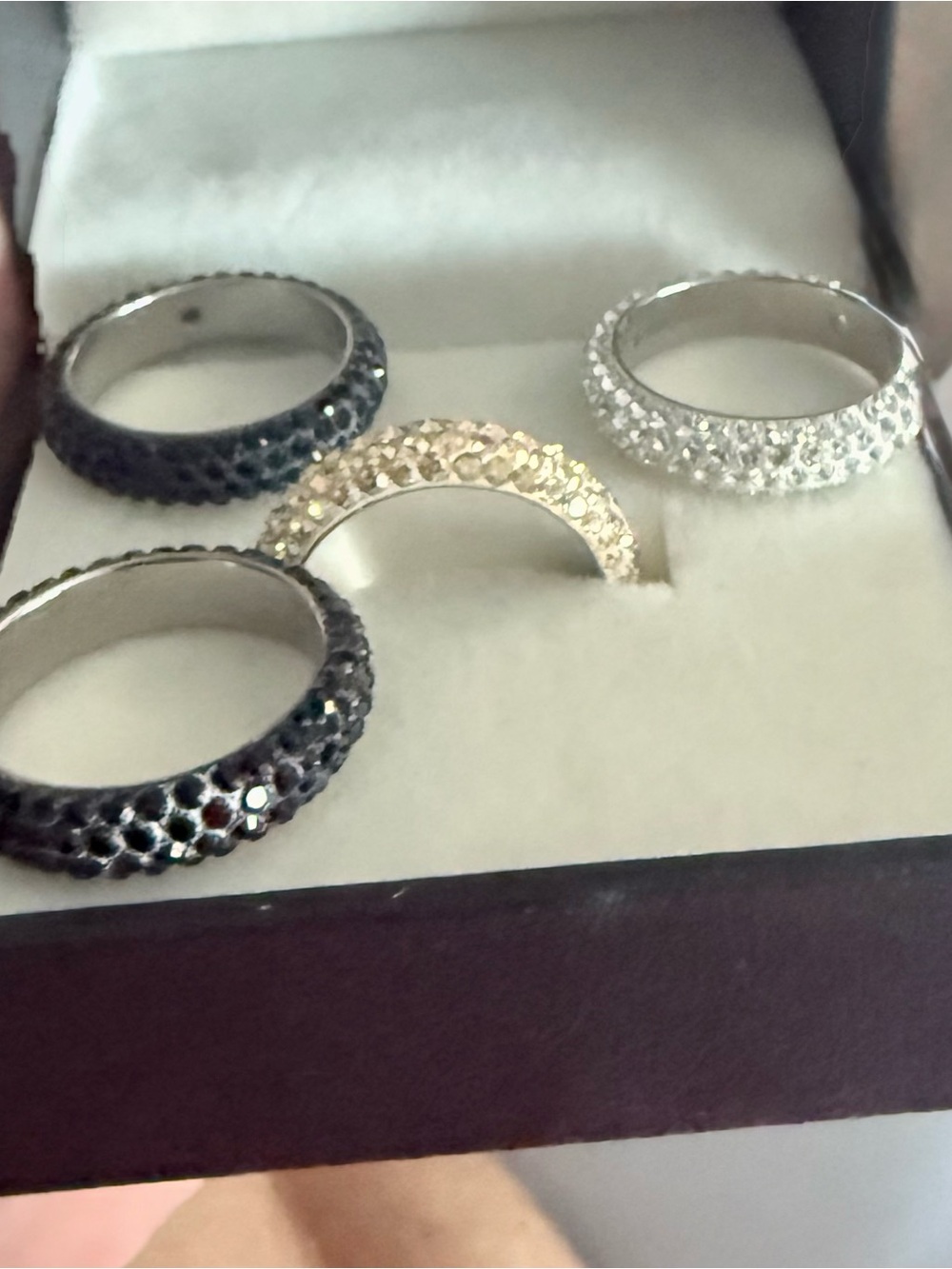 Swarovski Multi-Color Pavé Dome Ring Set — Black, Gold & Clear